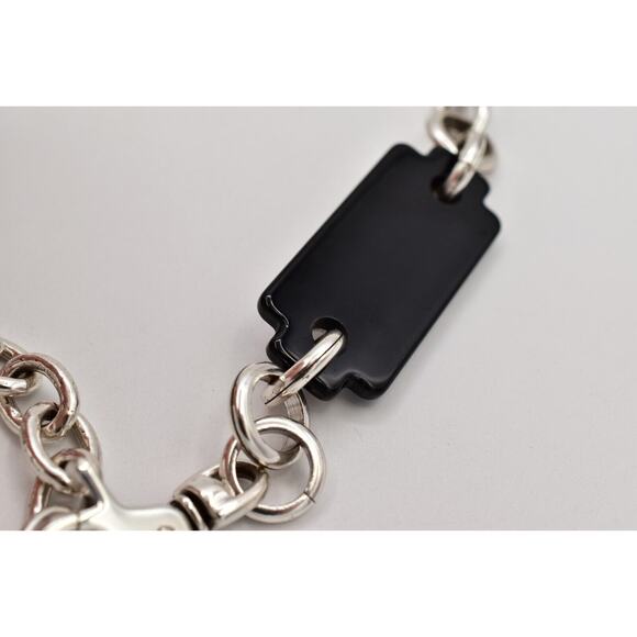 Brighton Gloss Chain Black Silver Tone Floral Size Medium 33\